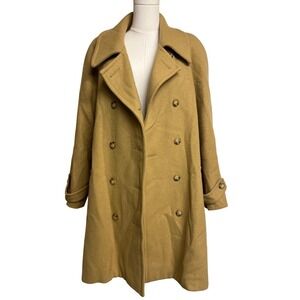 Vintage Womens Camel Wool Double Breasted Peacoat Size 12 Classic Old Money